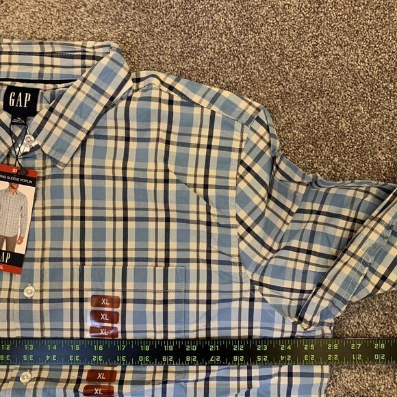 Gap Men's Long Sleeves Poplin Button Up Stretch Plaid Shirt Size XL - NWT $49 - Picture 7 of 12